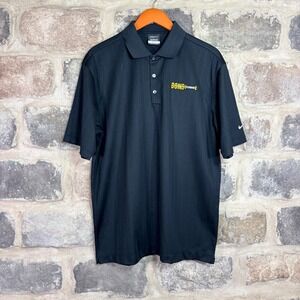 Nike Golf Men's Dri-FIT Polo Shirt Black Pinstripe Bond Fluidaire Logo Large